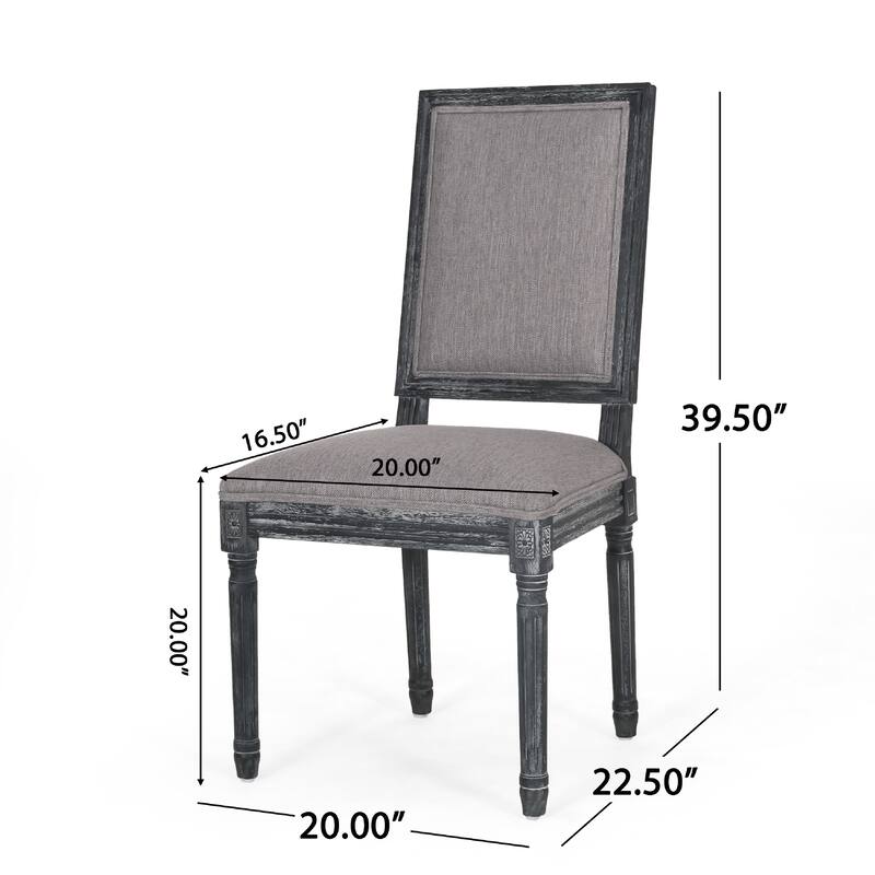 Ryma Dining Chair Set of 2, Transitional Black Fluted Legs, Gray