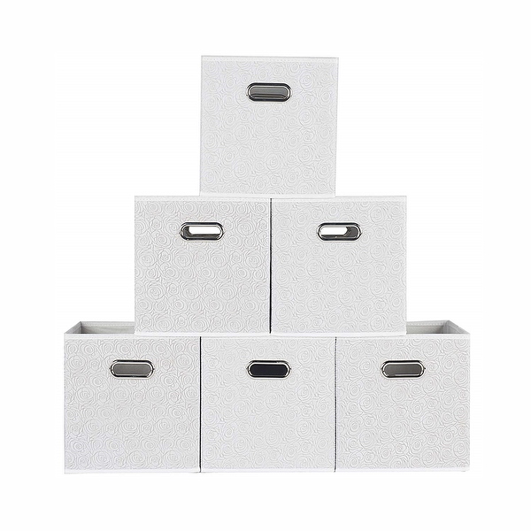 Enova Home Fabric Storage Bins With Metal Handles Set of 6 On