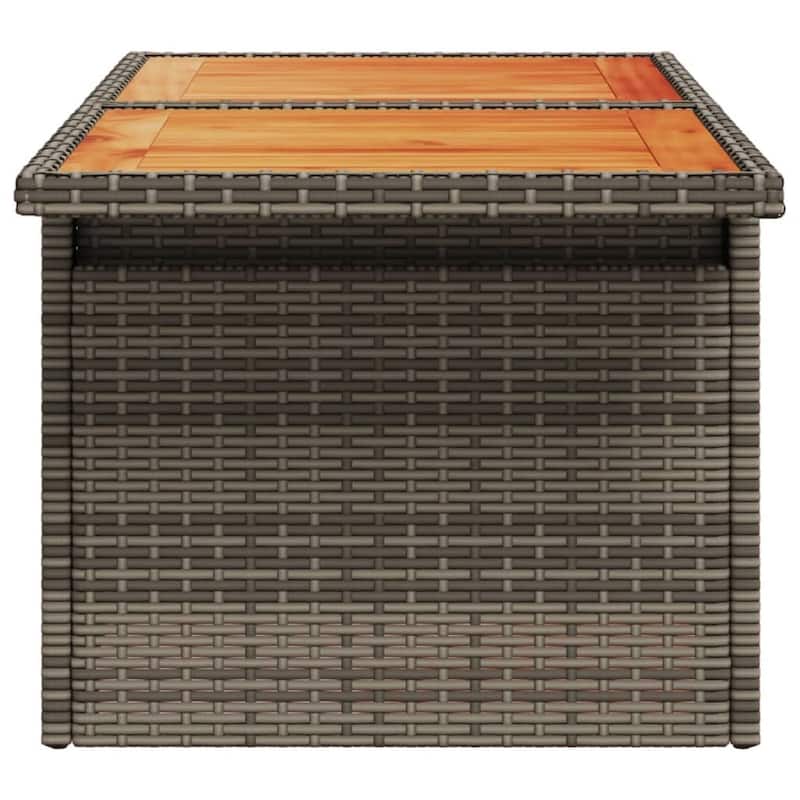 vidaXL Patio Table Rectangular Backyard Garden Poly Rattan and Acacia Wood - 39.4 x 21.7 x 28.7 in
