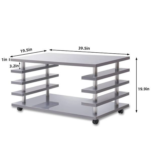 High Gloss LED Mobile Coffee Table Bed Bath & Beyond 36266135