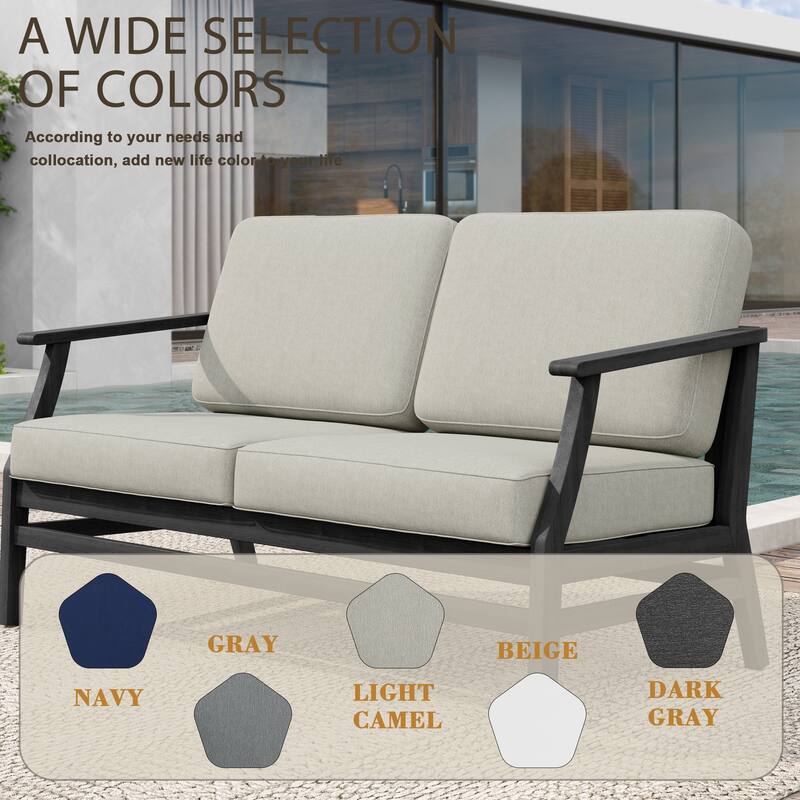 Patio Teak Wood Outdoor Loveseat Sofa with Cushions