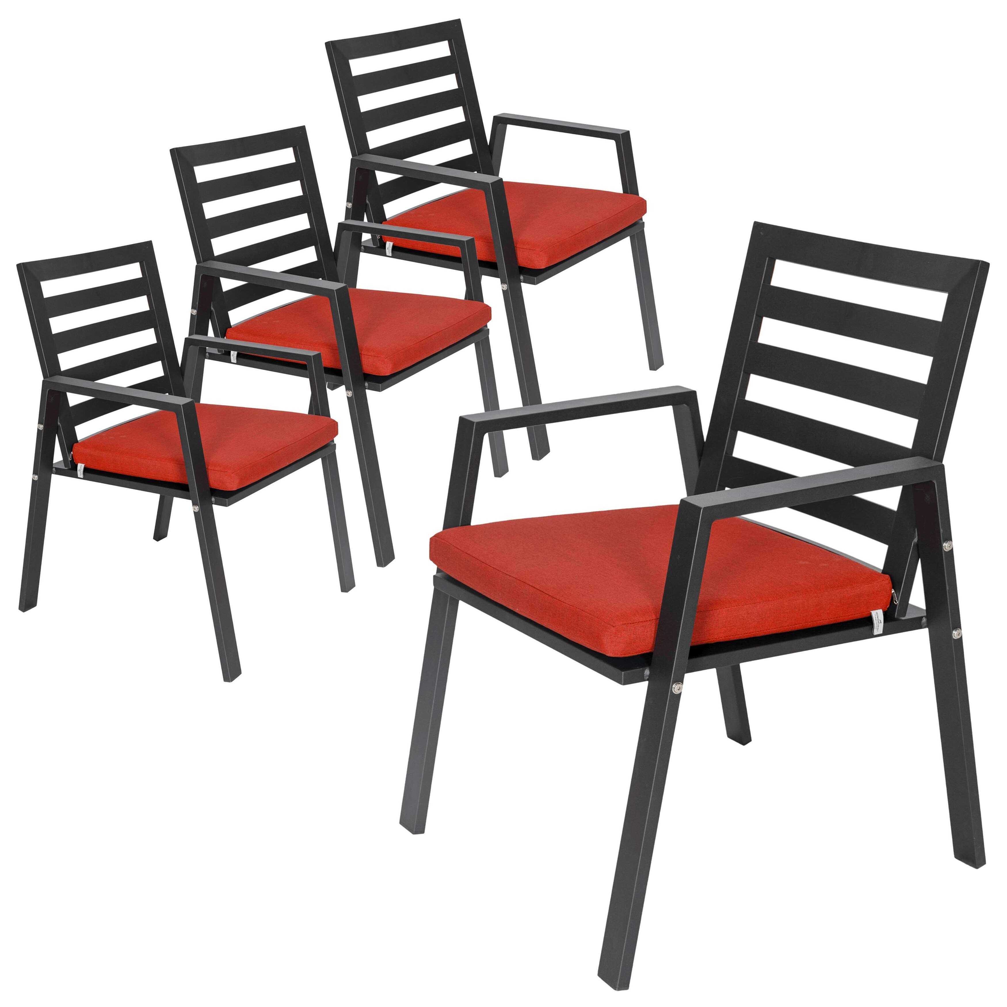 LeisureMod Chelsea Patio Dining Armchair in Aluminum with Cushions Set of 4 34.84 On Sale Bed Bath Beyond 39787927