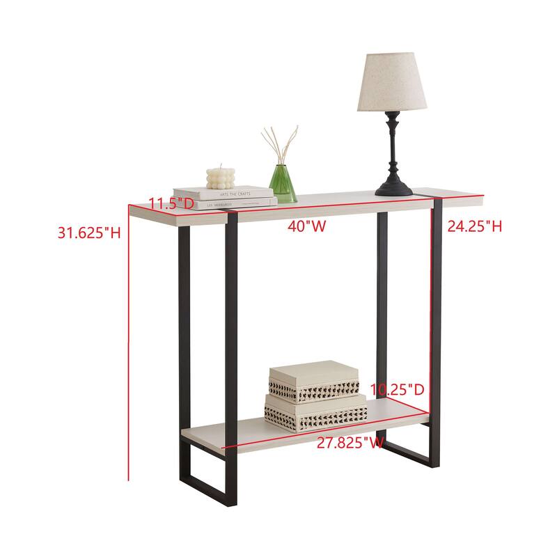 Harley Collection Wood Metal 40" Modern Console Table with Shelf