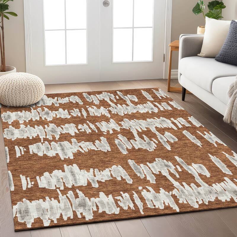 Machine Washable Indoor/ Outdoor Chantille Abstract Contemporary Rug