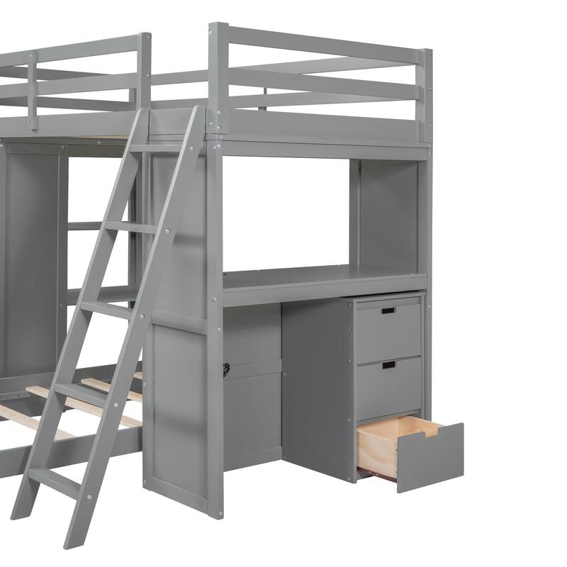 Twin over Twin Bunk Bed with LED Light and USB Ports