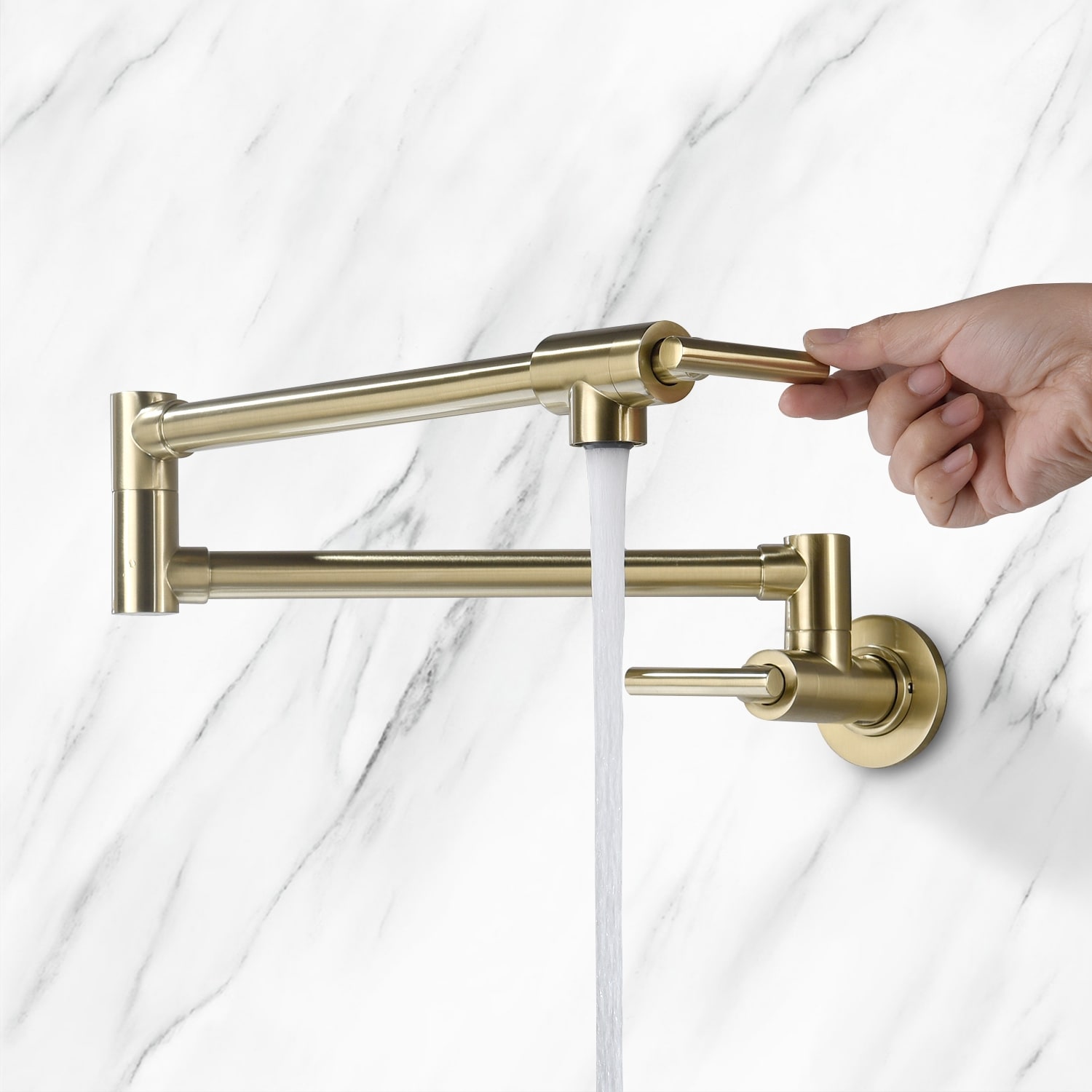 Dyconn Faucet Polished Chrome 2-Handle Wall-Mount Pot Filler Handle Kitchen Faucet Dyconn Faucet Polished Chrome 2-Handle Wall-Mount Pot Filler Handle Kitchen Faucet