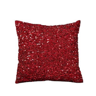 Violet Linen Twinkle Sparkling Sequins Pattern Decorative Cushion Cover