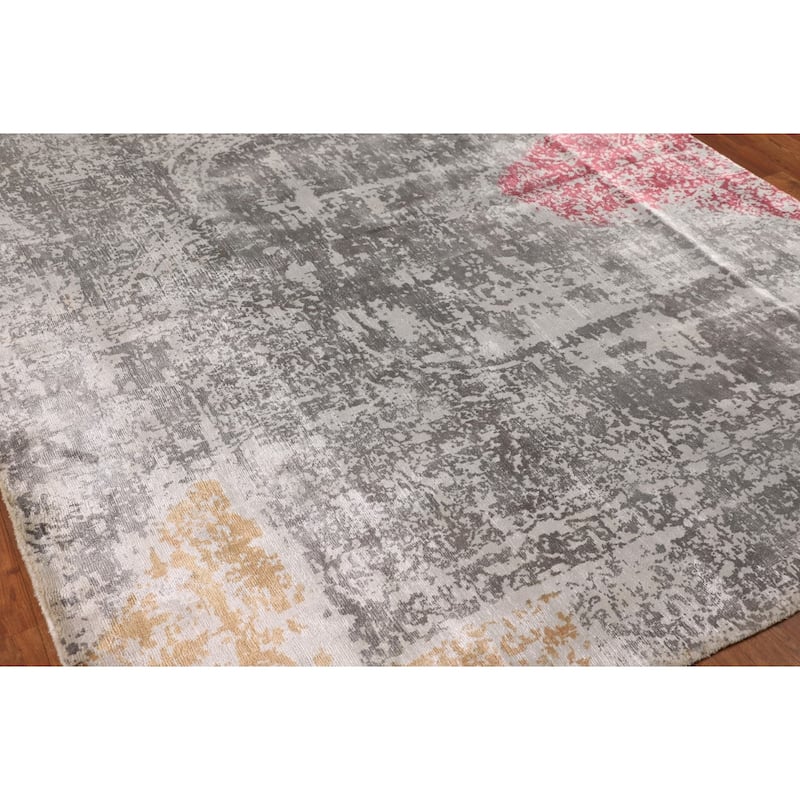 Abstract Area Rug Hand-Knotted Wool Carpet - 6'6" X 9'9"