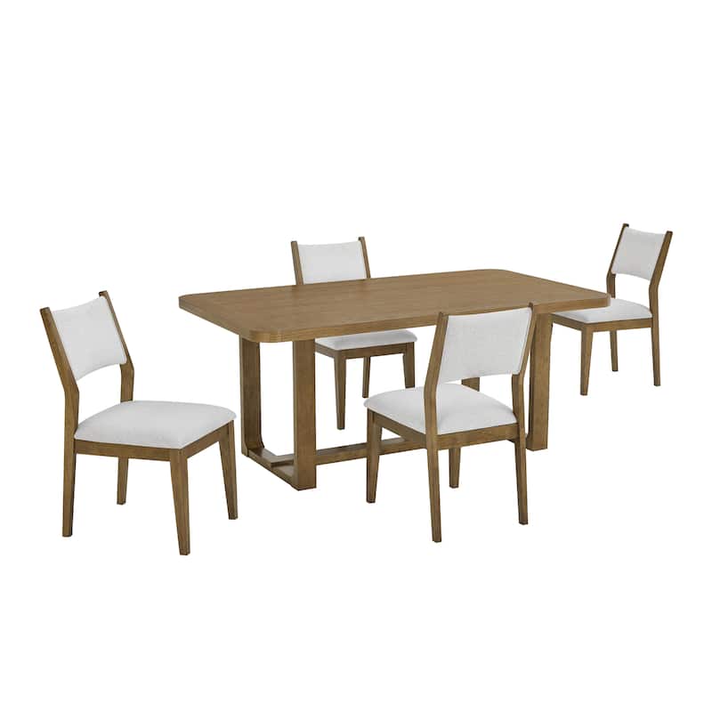 Roundhill Furniture Parker 5-Piece Dining Set, Light Oak