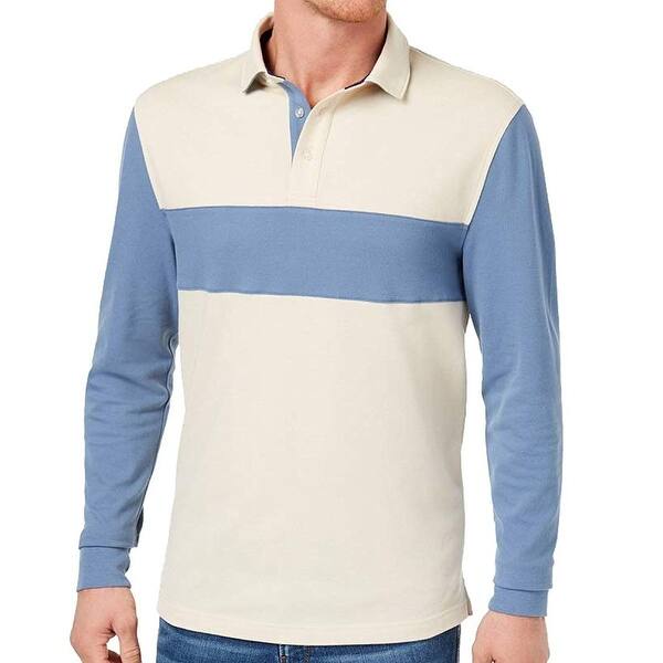 Shop Club Room Mens Large Colorblock Long Sleeve Polo Shirt