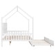 preview thumbnail 9 of 15, Full Size Kids Bed with Trundle and Back Shelf, Wooden House Frame with Roof and Play Area Design