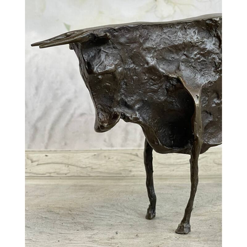 Pico Bronze Bull Sculpture Figurine Abstract Cubism Figurine Figure Art 6 Inches X 10 Inches