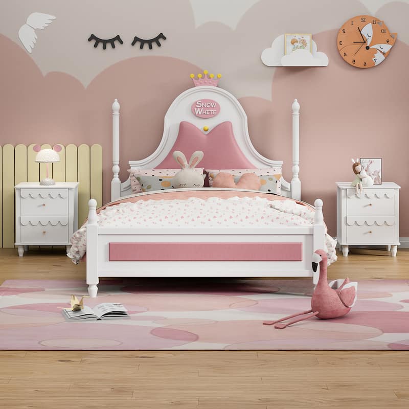 2 Drawers Nightstand Curved Design Cloud Bedside Table