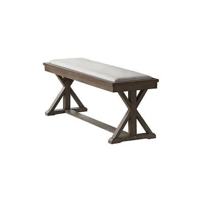 White Fabric Upholstery Dining Bench, Grey