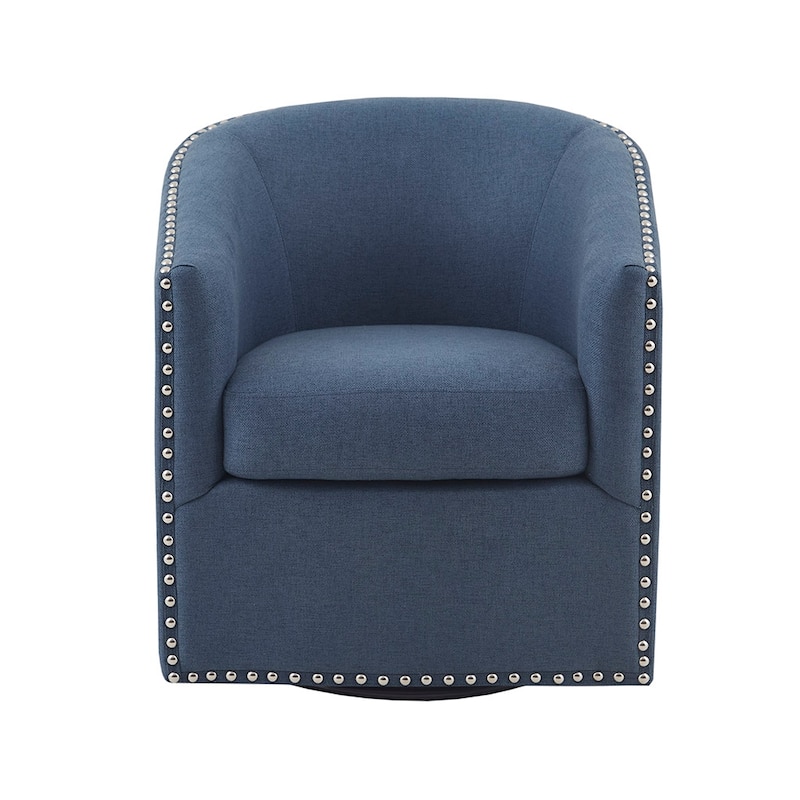 Swivel Barrel Chair With Rivet Detailing and Rotation