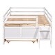 preview thumbnail 35 of 68, Low Loft Bed with Safety Fence, Climbing Ladder, Storage Drawers and Trundle Solid Wood Bed