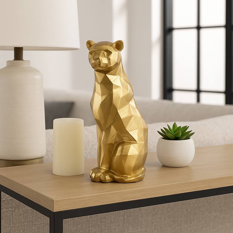 Resin Geometric Leopard Decorative Figurine - Gold - 10.0"