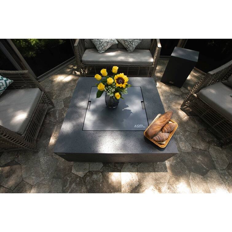 AMS Fireplace Brooklyn Travertine Fire Pit Bundle - 40" x 40" x 17"