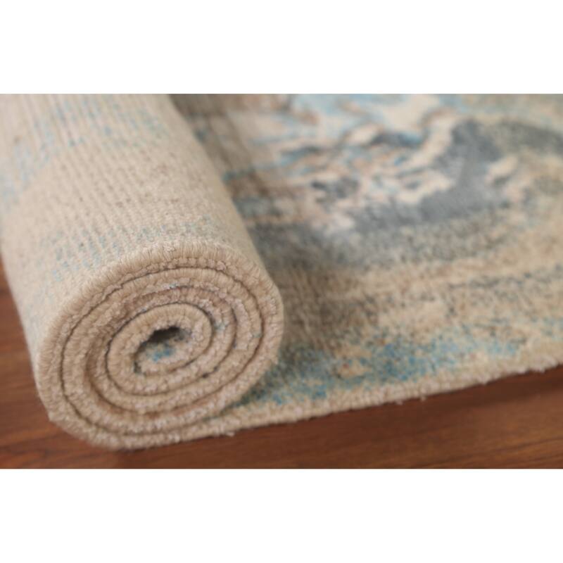 Modern Indian Abstract Accent Rug Handmade Wool Carpet - 2'9"x 4'10"