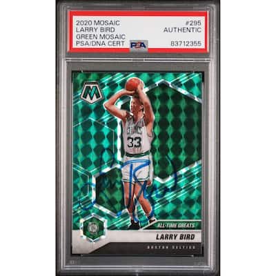 Larry Bird 2020 Panini Mosaic Green Signed Basketball Card #295 Auto PSA 3712355 - 8'6" x 11'6"