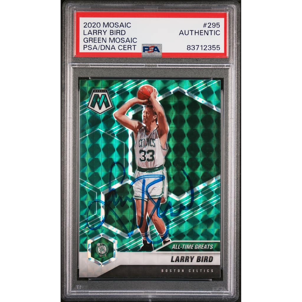 Larry Bird 2020 Panini Mosaic Green Signed Basketball Card #295 Auto PSA 3712355 - 8'6" x 11'6"