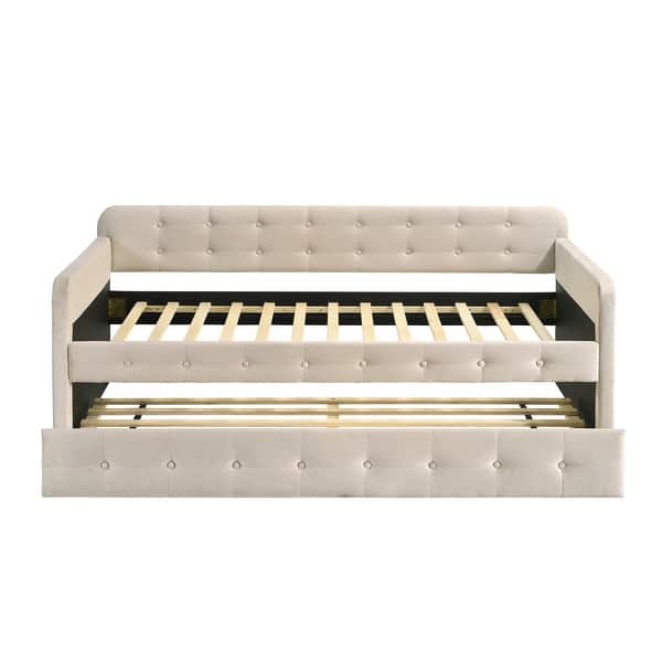 Menzelle Contemporary 2-Piece Twin Upholstered Tufted Day Bed with Trundle by Furniture of America