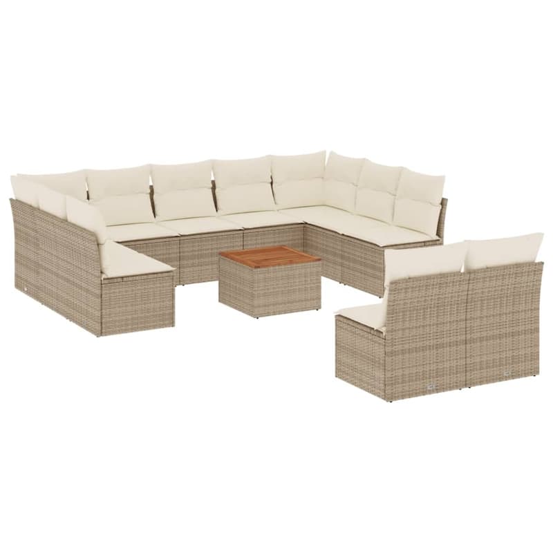 vidaXL Patio Sofa Set with Cushions Outdoor Furniture 12 Piece Poly Rattan - 24.4 x 24.4 x 27.2