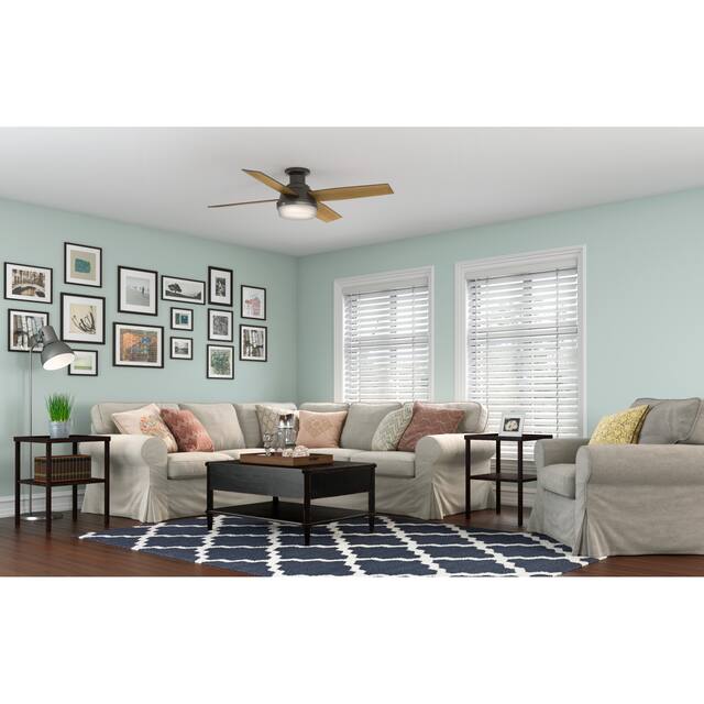 Hunter 52" Dempsey Flush Mount Ceiling Fan w/ LED Light Kit and Handheld Remote
