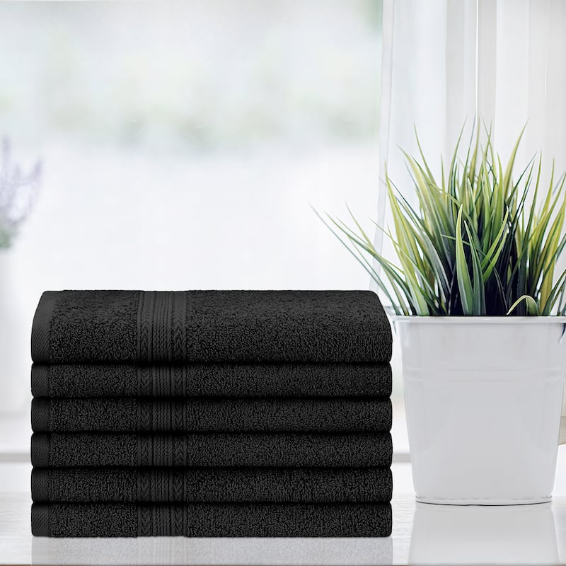 Superior Eco Friendly Cotton Soft and Absorbent Hand Towel - (Set of 6) - Black