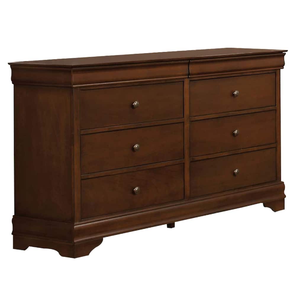 Benjara Wooden Dresser With 6 Drawers In Cherry Brown