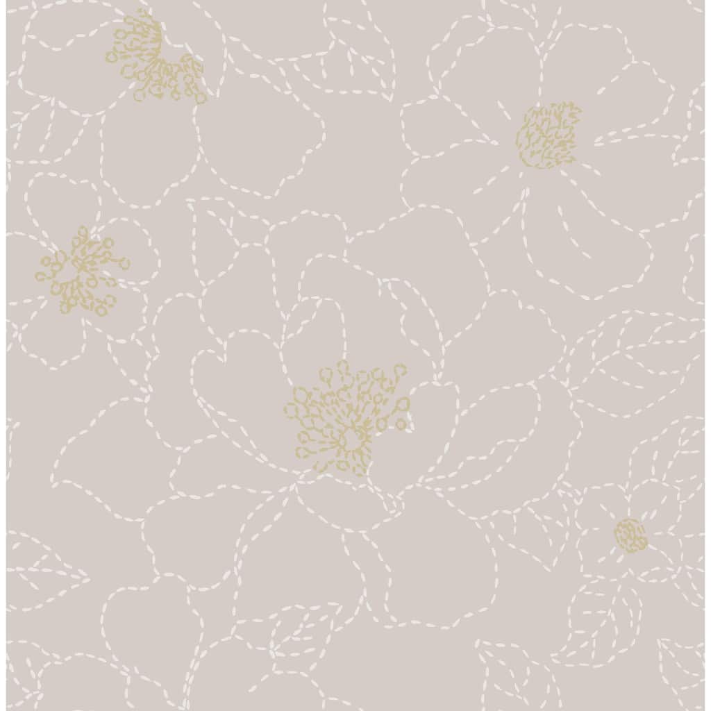 A-Street Prints Gardena Lavender Embroidered Floral Wallpaper