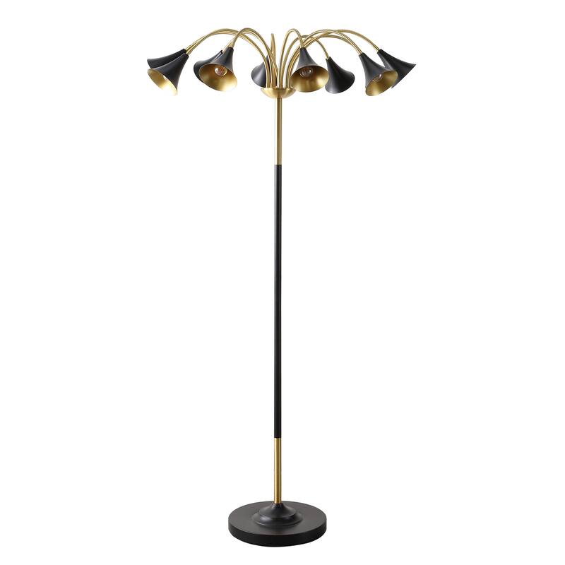 Nora 61" 10-Light Mid-Century Modern Iron Medusa Multi Head LED Floor Lamp, by JONATHAN Y