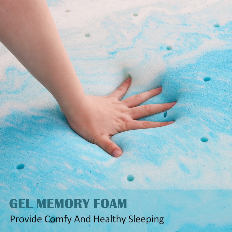 3 Inch Gel Swirl Memory Foam Mattress Topper - Ripple Blue