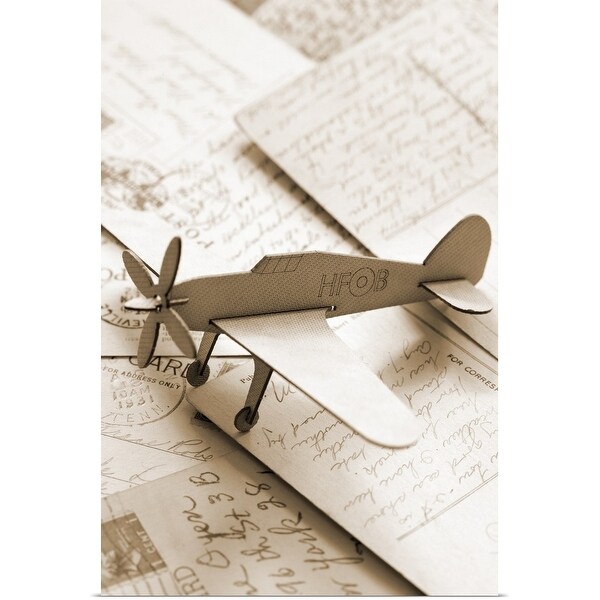 "Cardboard airplane on postcards" Poster Print