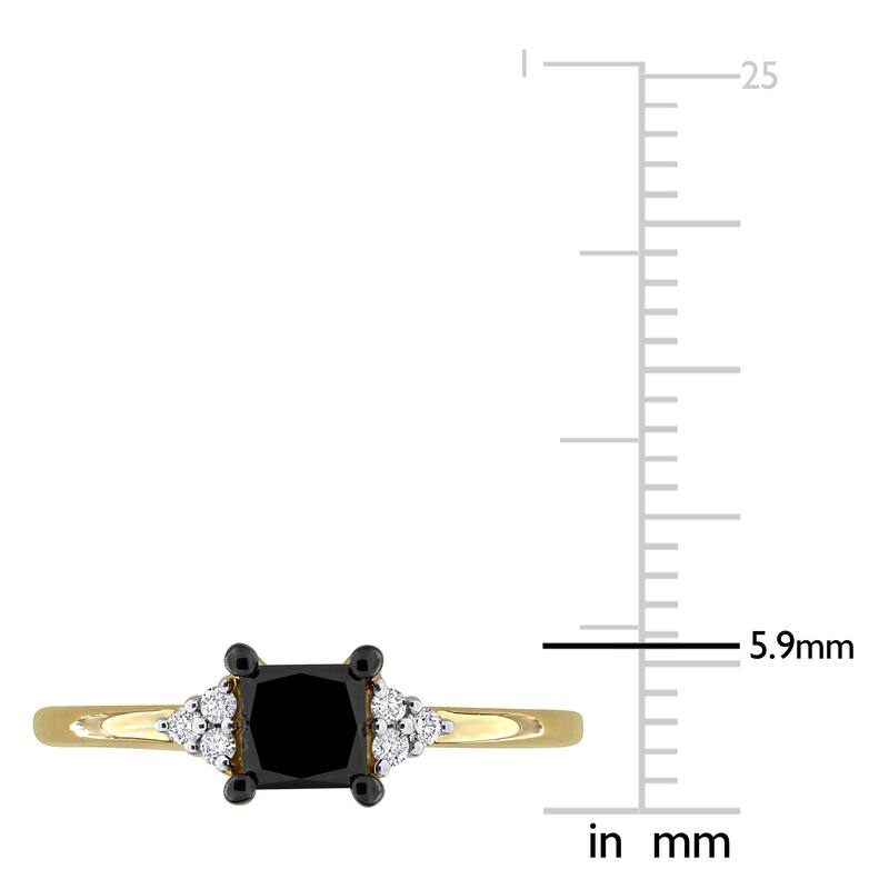 Miadora 4/5ct TW Black and White Diamond Ring in 14k Yellow Gold
