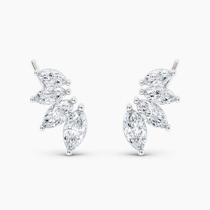 Auriya 1 1/2ctw Marquise Lab Grown Diamond Climber Earrings 14-karat Gold (E-F, VS1-VS2)