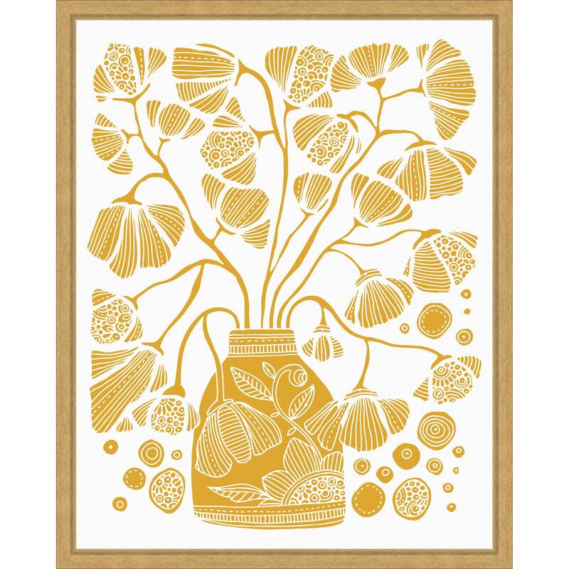 Bloom Block Yellow by Valentina Harper Framed Canvas Wall Art Print