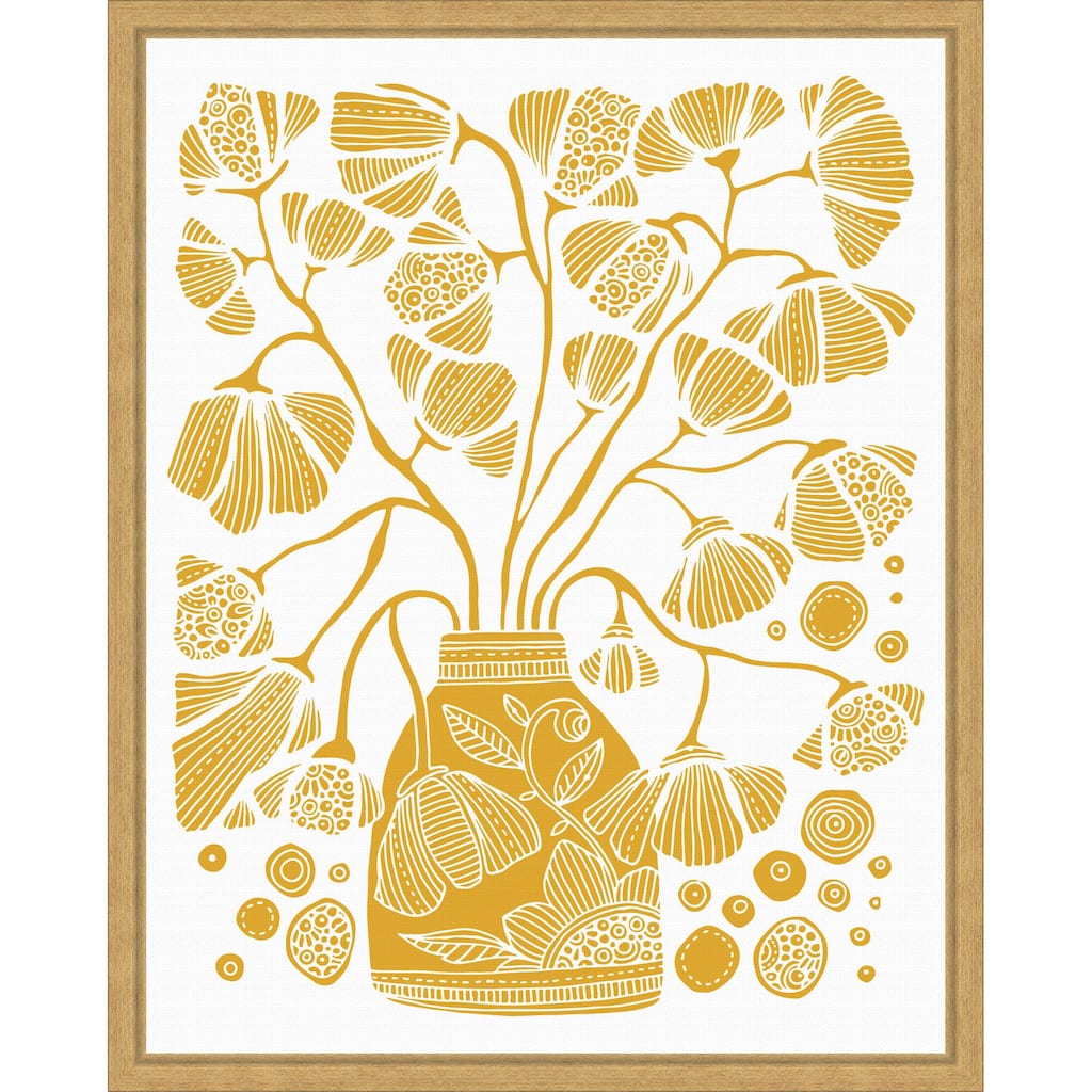 Bloom Block Yellow by Valentina Harper Framed Canvas Wall Art Print