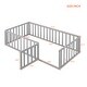 preview thumbnail 24 of 34, Twin Floor Bed Frame, Fun Fence Design with Openable Door, No Slats