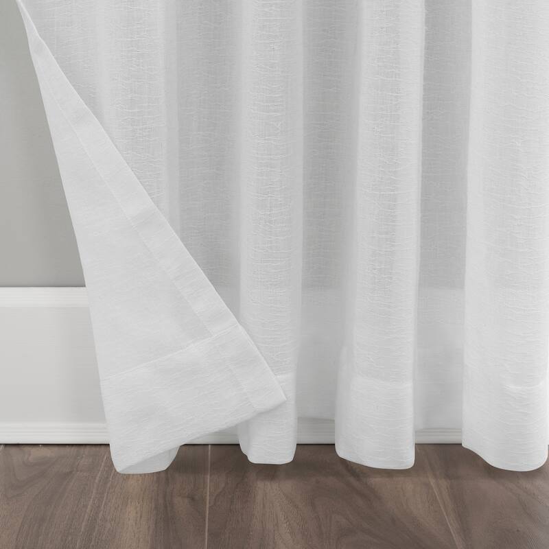 Clean Window Crushed Texture Anti-Dust Sheer Linen Blend Curtain Panel, Single Panel