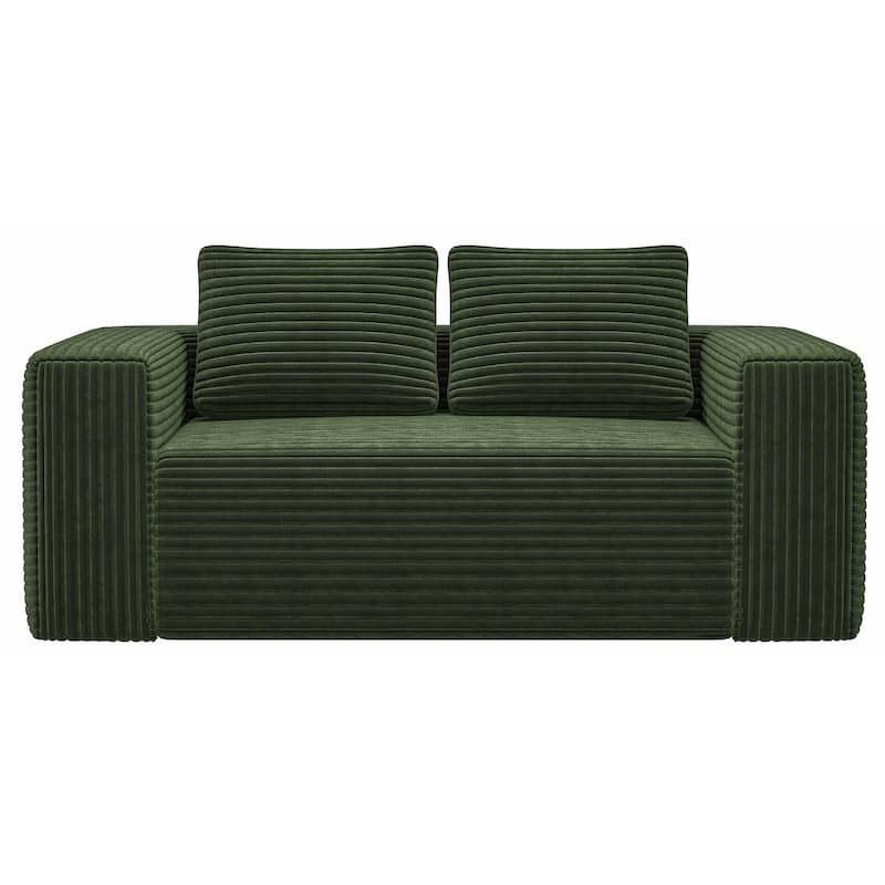 Anmytek Green Corduroy 2-Seater Memory Foam Sofa in a Box Easy Transport No Assembly