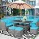 preview thumbnail 58 of 66, Costway 7 PCS Patio Rattan Dining Set Sectional Sofa Couch Ottoman - See Details Turquoise