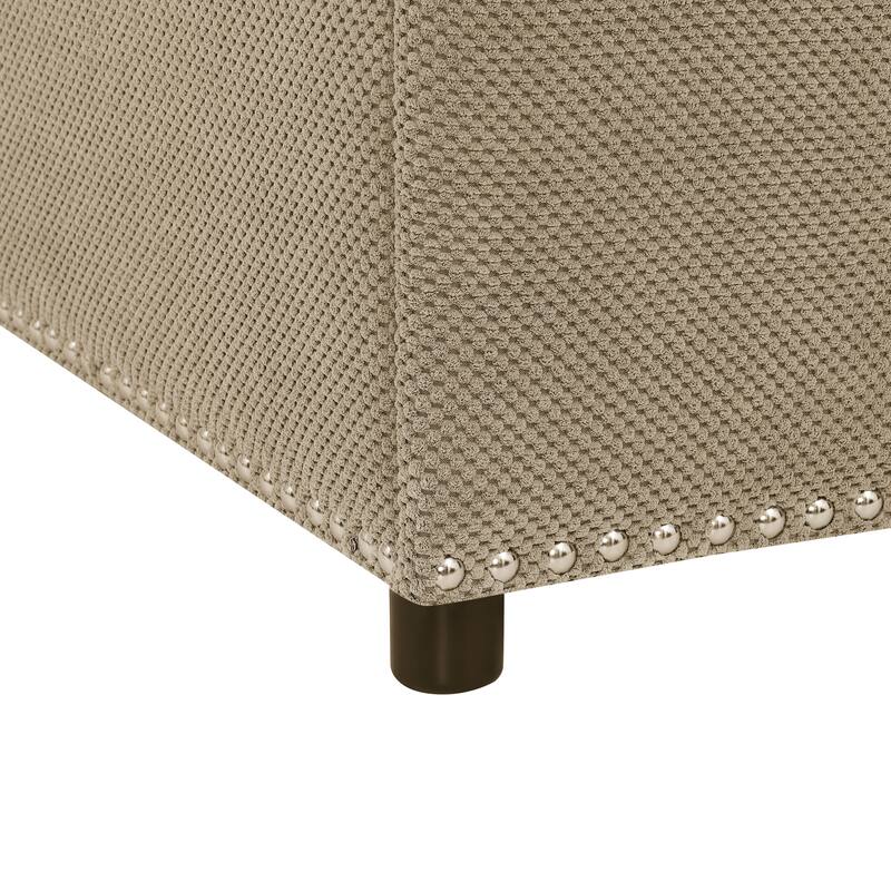 Storage Ottoman,Tufted Footstool, Nailhead Trim Ottoman, Square Storage Ottoman, Upholstered Coffee Table, Bedroom Storage