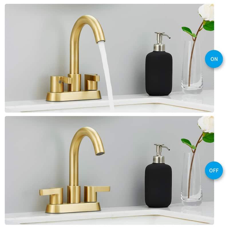 Bathroom Faucet 2 Handle 4 Inch Centerset Bathroom Sink Faucets 3 Hole with Pop Up Drain and Water Supply Lines, Matte Black