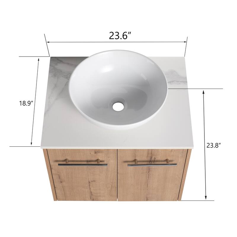 Beingnext 24"/30" Single Bathroom Vanity with Sink, Floating Bathroom Vanity with 2 Soft Close Doors