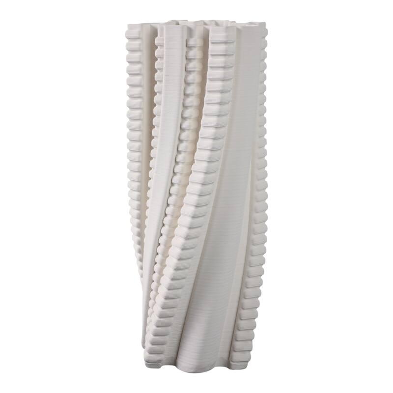 Modern Porcelain Vase Twisted Ribbed Texture and Art-Inspired Design