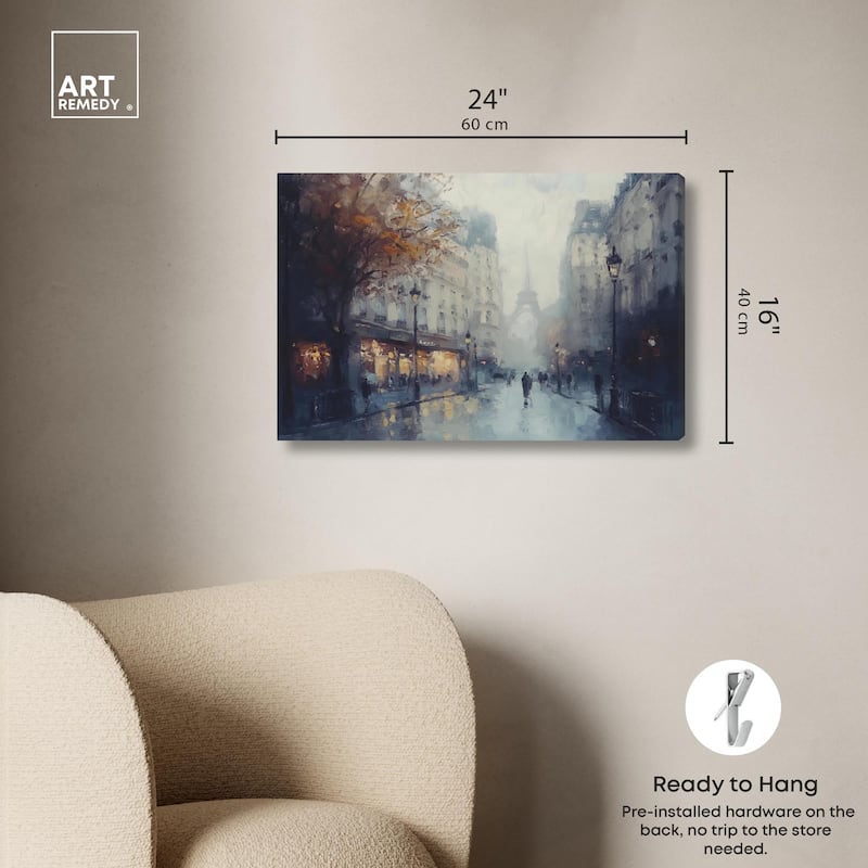 Foggy Paris Canvas by Art Remedy, Gallery Wrapped