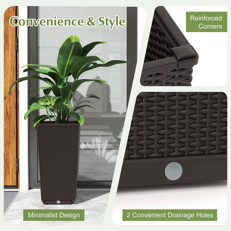 Costway 23" Tall Planters Set of 2 Rattan Wicker Plant Pot - See Details