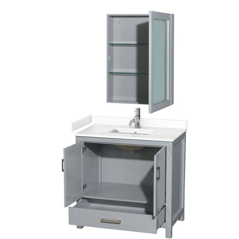 Sheffield Single Bathroom Vanity Set, Cultured Top, Medicine Cabinet