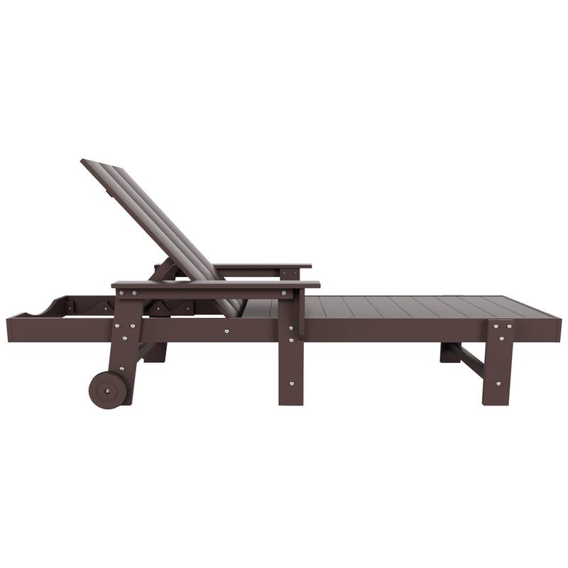 Polytrends Shoreside Modern Poly Reclining Eco-Friendly All Weather Chaise Lounge With Arms & Wheels